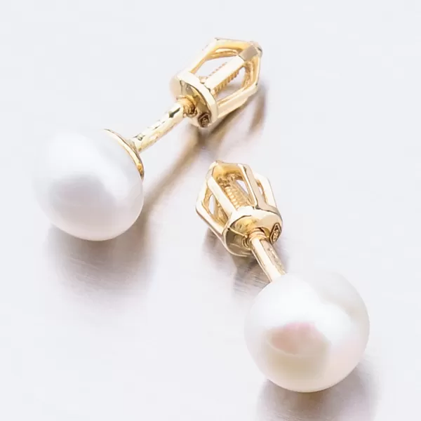 Dámske náušnice žlté zlato 585 perál s bielou 52GZ-8002Z-SR