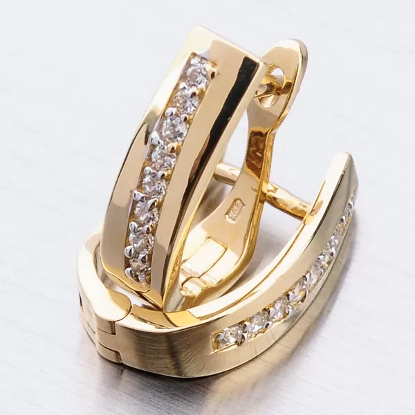 Dámske náušnice žlté zlato 585 so zirkónmi 52DZ-8018Z-ZIR