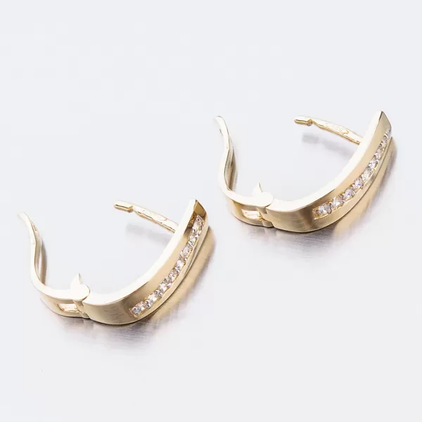 Dámske náušnice žlté zlato 585 so zirkónmi 52DZ-8018Z-ZIR