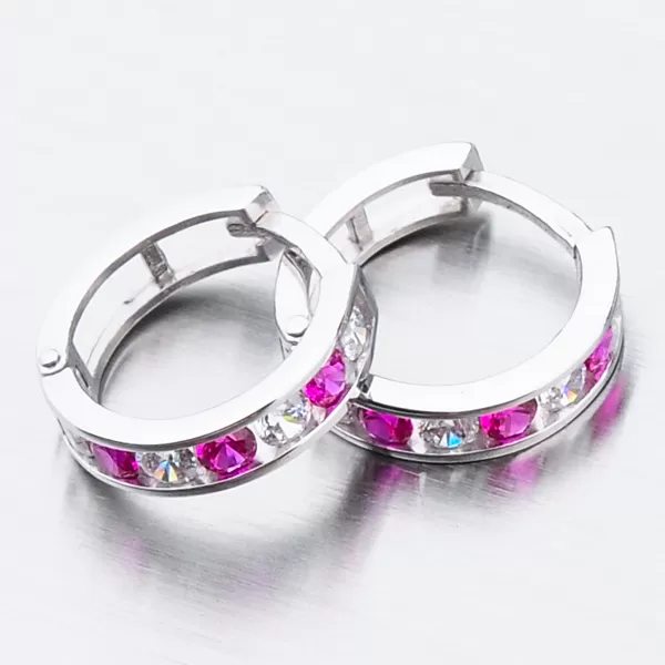 Detské náušnice biele zlato 585 kruhy so zirkónmi 52GZ-3345BCB