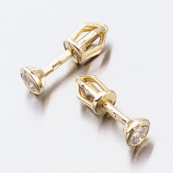 Dámske náušnice žlté zlato 585 zirkón 52DZ-8007Z-ZIR