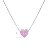 Strieborný náhrdelník so syntetickým opálom ružové srdce 12048.3