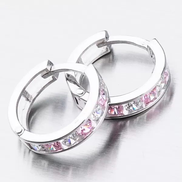 Detské náušnice biele zlato 585 kruhy so zirkónmi 52GZ-3345BRB