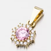 Zlatý prívesok s ružovým zirkónom 352P-130086-08