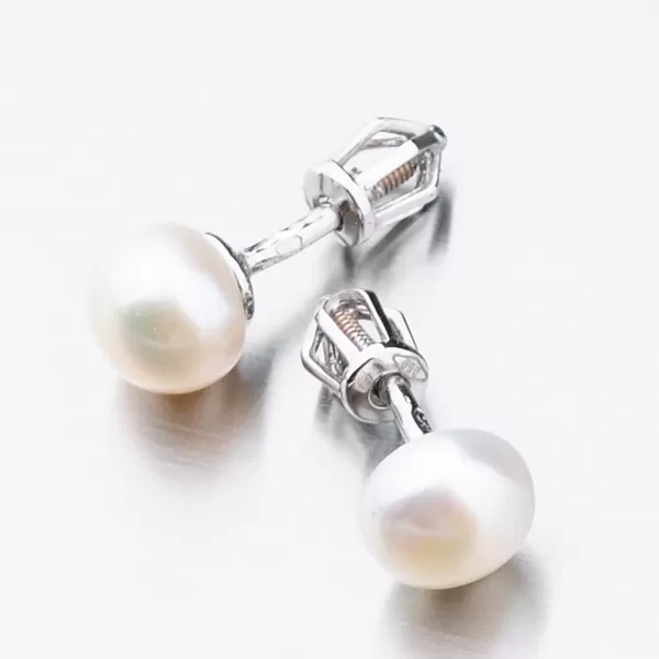 Dámske náušnice s perlou z bieleho zlata 52GZ-8002B-SR