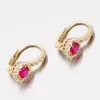 Dámske náušnice žlté zlato 585 zirkón s rubínom a 663P-120283-Č