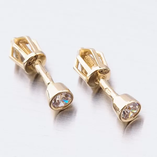 Dámske náušnice žlté zlato 585 zirkón 52DZ-8017Z-ZIR