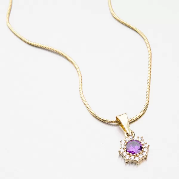 Zlatý prívesok s fialovým zirkónom 352p-130086-05