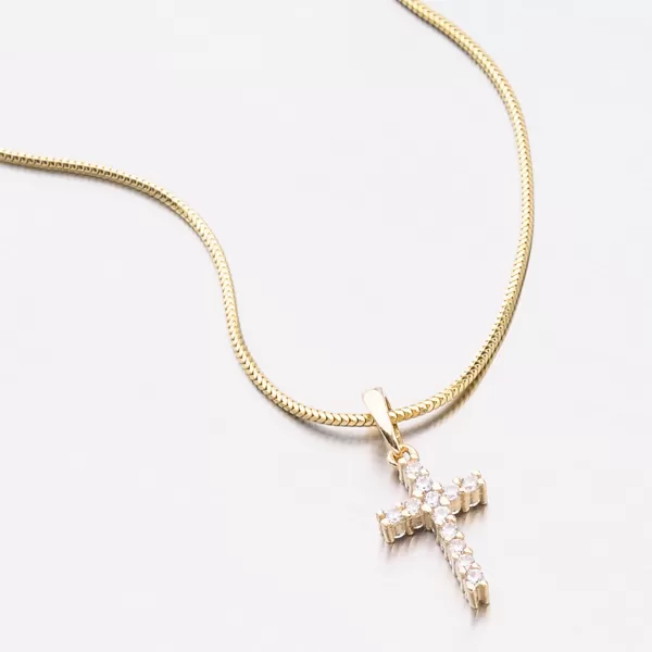 Zlatý kríž so zirkónmi z oboch strán 53DZ-60100Z-ZIR