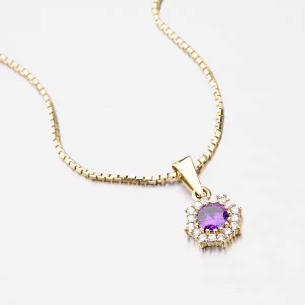 Zlatý prívesok s fialovým zirkónom 352p-130086-05
