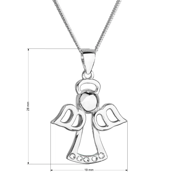 Strieborný náhrdelník anjel so Swarovski kryštálmi biely 32076.1