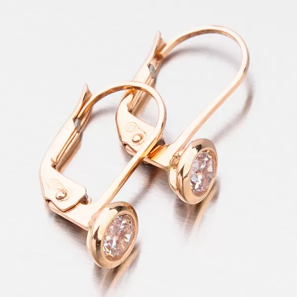 Dámske náušnice ružové zlato 585 zirkón visiace v ružovej farbe 52DZ-8003CV-KL