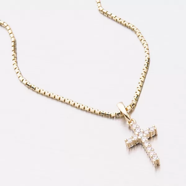 Zlatý kríž so zirkónmi z oboch strán 53DZ-60100Z-ZIR