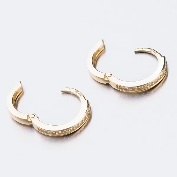 Detské náušnice žlté zlato krúžky 585 so zirkónmi 52GZ-3344ZBB