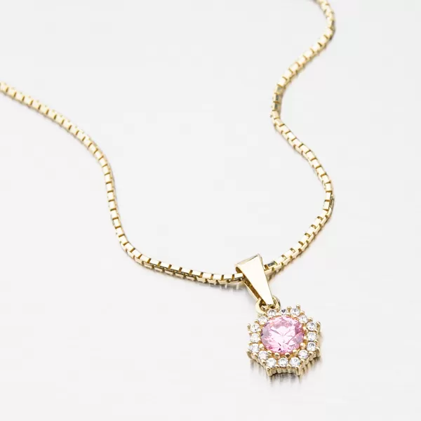 Zlatý prívesok s ružovým zirkónom 352P-130086-08