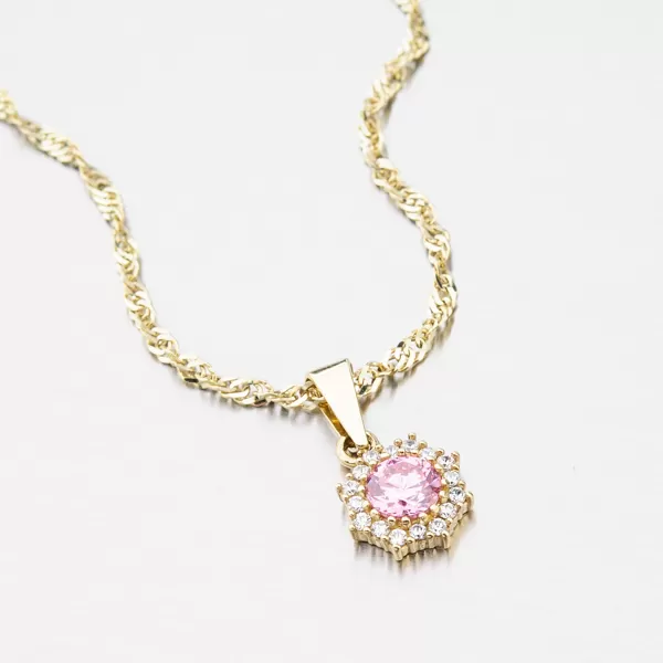 Zlatý prívesok s ružovým zirkónom 352P-130086-08