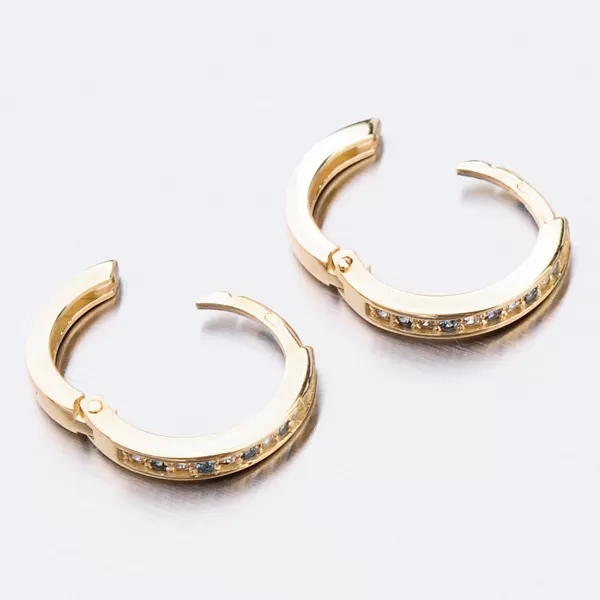 Detské náušnice žlté zlato krúžky 585 so zirkónmi 52GZ-3344ZMB