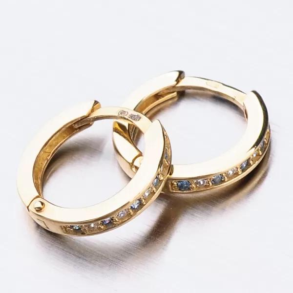 Detské náušnice žlté zlato 585 zirkónové krúžky 52GZ-3343ZMB