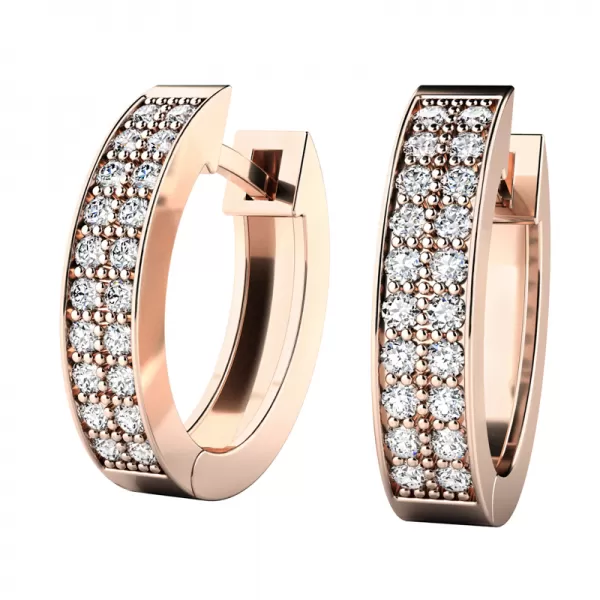 Dámske náušnice ružové zlato 585/1000 prírodný diamant 0,480 ct G/SI oválky 10950-CV-DIA