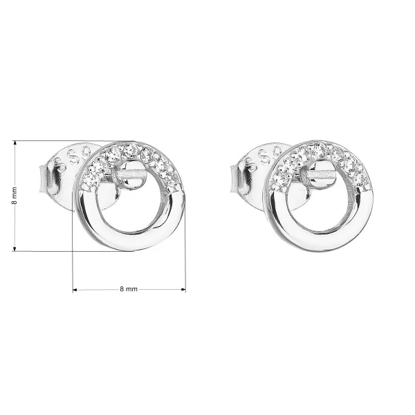 Strieborné náušnice pecka so zirkónom biele okrúhle 11016.1