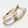 Dámske náušnice žlté zlato 585 zirkón modrý a biely 113P-121090M kamene 113P-121090-03