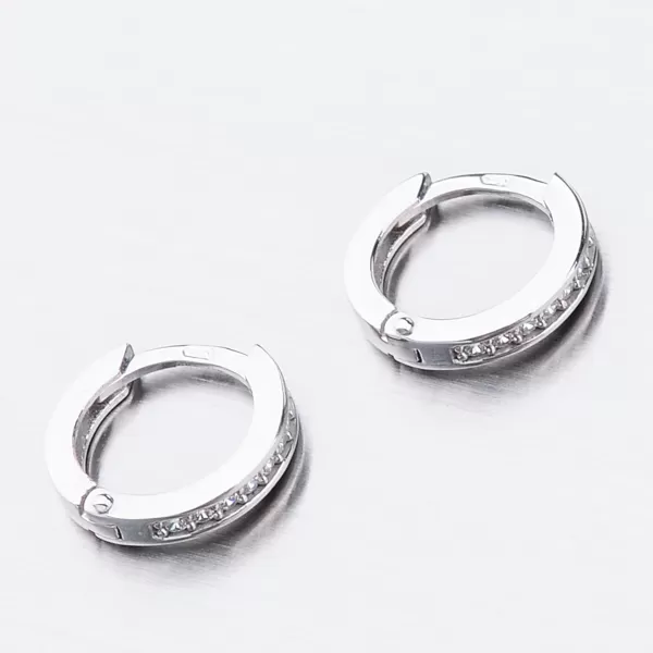 Detské náušnice biele zlato 585 kruhy so zirkónmi 52GZ-3342BBB