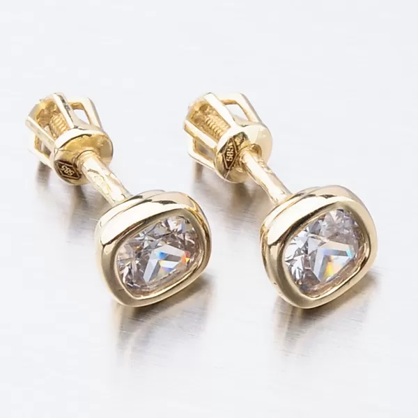 Dámske náušnice žlté zlato 585 zirkón v žltej farbe so štvorcom 52GZ-8029Z-SR