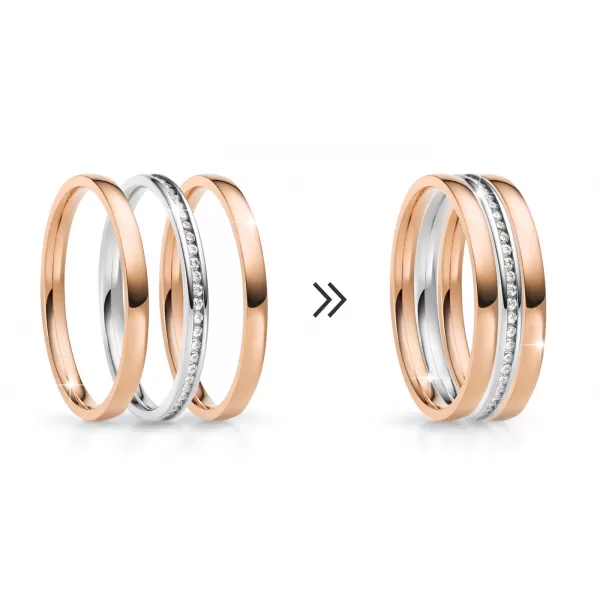 Oceľové zirkónové svadobné obrúčky na skladacie SP-NS-03-04-03