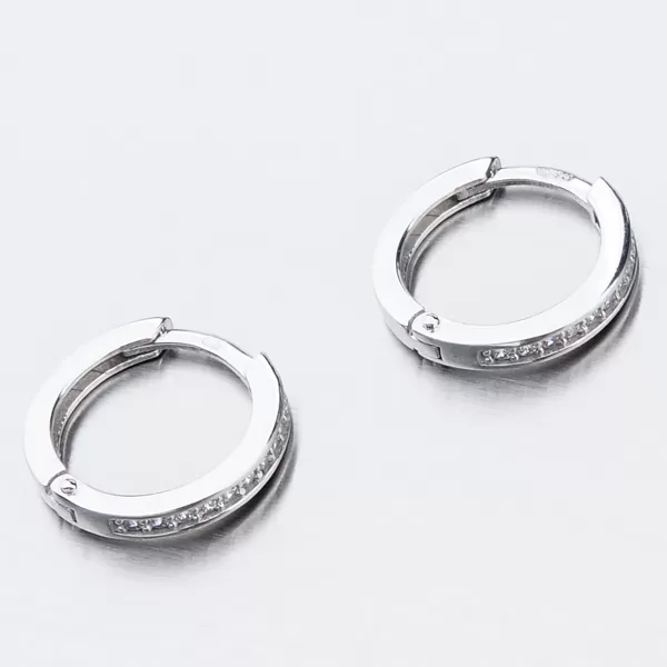 Detské náušnice biele zlato 585 kruhy so zirkónmi 52GZ-3344BBB