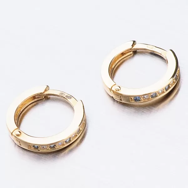 Detské náušnice žlté zlato 585 zirkónové krúžky 52GZ-3343ZMB