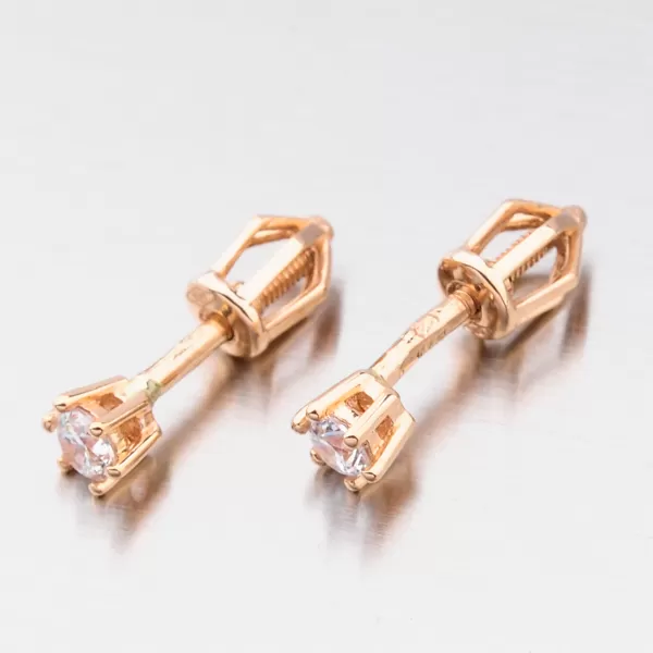 Dámske náušnice ružové zlato 585 zirkón v ružovej farbe 52DZ-8012CV-ZIR