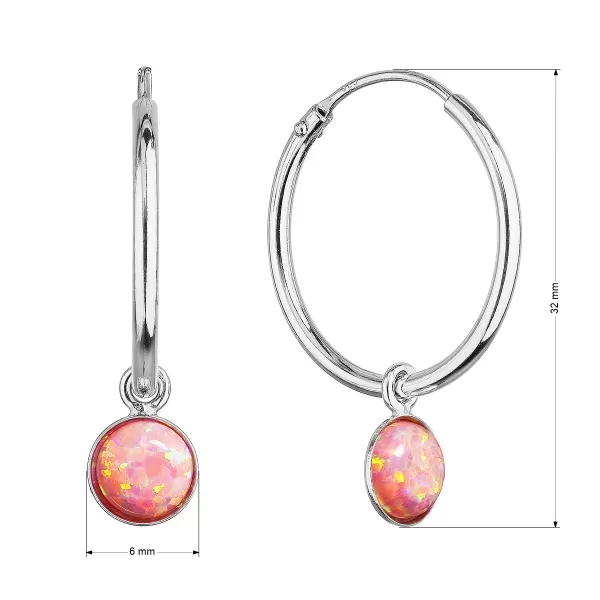 Strieborné náušnice kruhy s oranžovým syntetickým opálom 11401.3