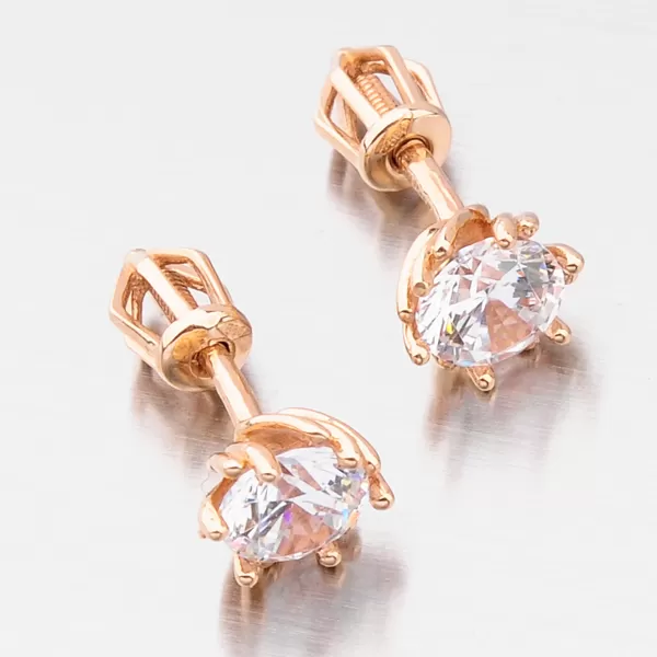 Dámske náušnice ružové zlato 585 zirkón 52GZ-8001CV-SR