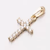 Zlatý kríž so zirkónmi z oboch strán 53DZ-60100Z-ZIR