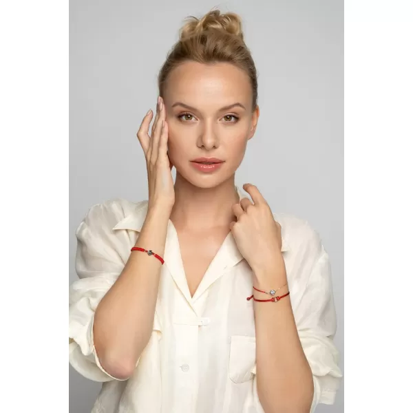 Kabbalah náramok proti uhranutiu strieborný okrúhly kryštály 13004.3 červený