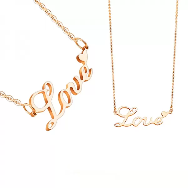 Pozlátený náhrdelník s nápisom love SSPMHBJ-156636-RD