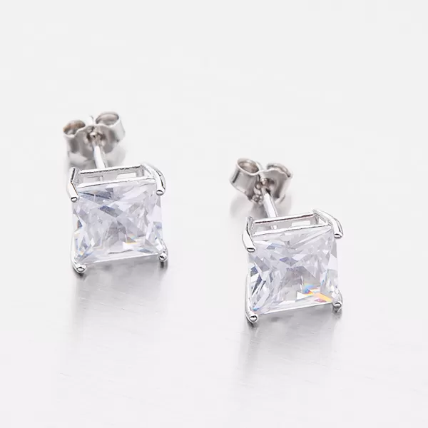 Strieborné kôstky s hranatým zirkónom E1801102-1905-SLX