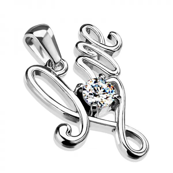 Oceľový prívesok Love so zirkónom SSPMHBJ-136433