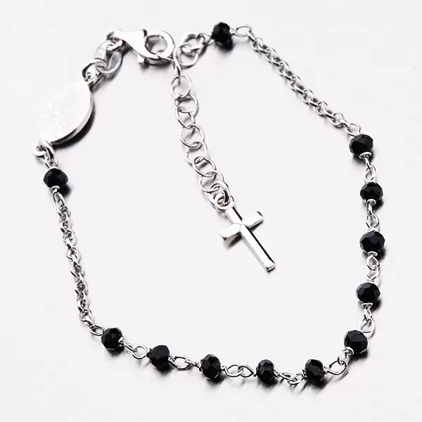 Strieborný náramok s krížikom a kryštálmi B1900754-1802-SLX