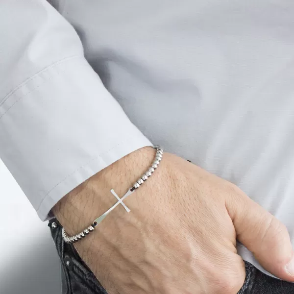 Oceľový náramok s krížom MNCBR14-612-A