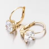 Dámske náušnice žlté zlato 585 zirkón 663P-120628