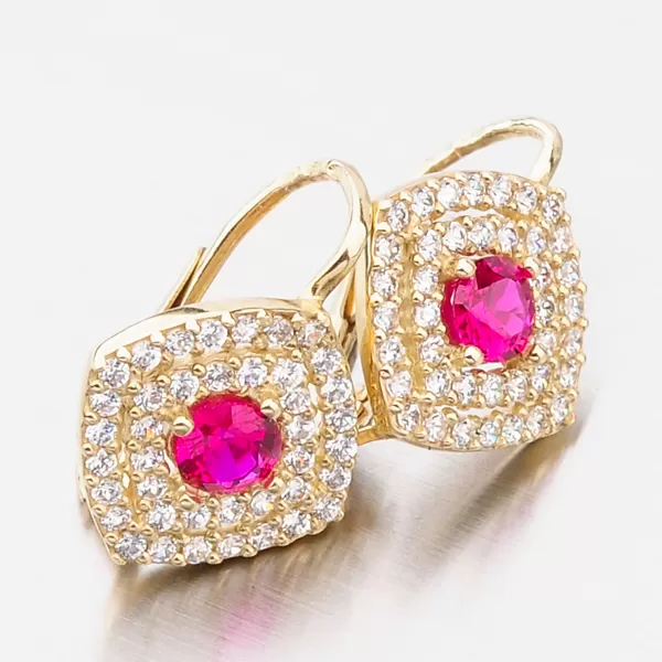 Luxusné zlaté náušnice 663P-120225-RUB