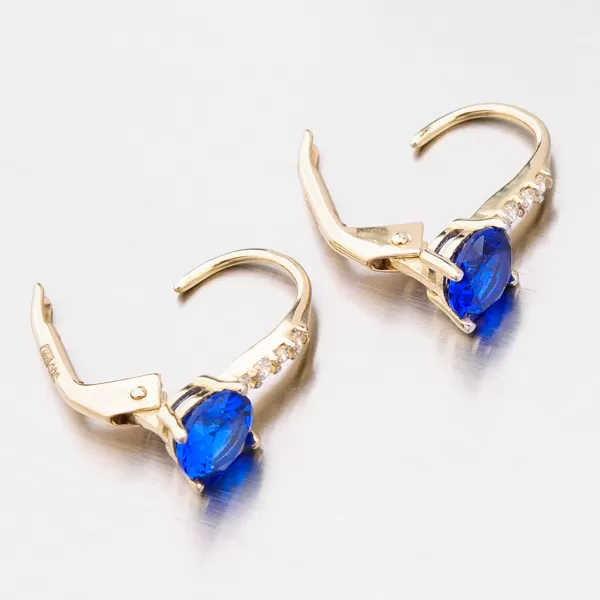 Zlaté náušnice so zafírom PKL22-003