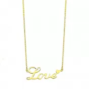 Pozlátený náhrdelník s nápisom love SSPMHBJ-156636-GD