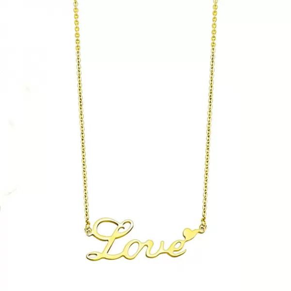 Pozlátený náhrdelník s nápisom love SSPMHBJ-156636-GD