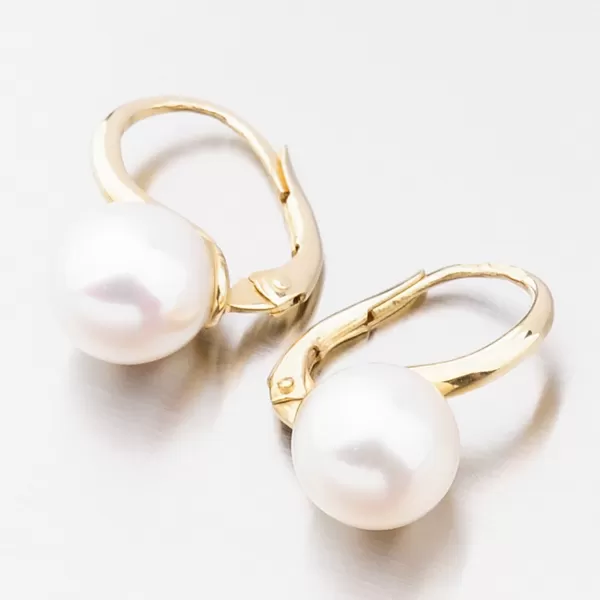 Dámske náušnice žlté zlato 585 perál 663P-120010