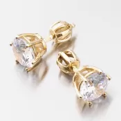 Dámske náušnice žlté zlato 585 zirkón 663P-120623
