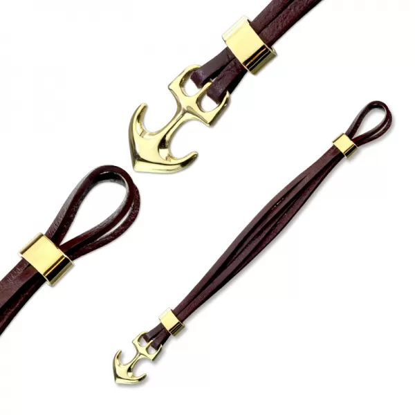 Kožený pánsky náramok s kotvou SBLHBJ-140924N-2