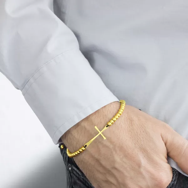 Oceľový náramok s krížom MNCBR14-612-B