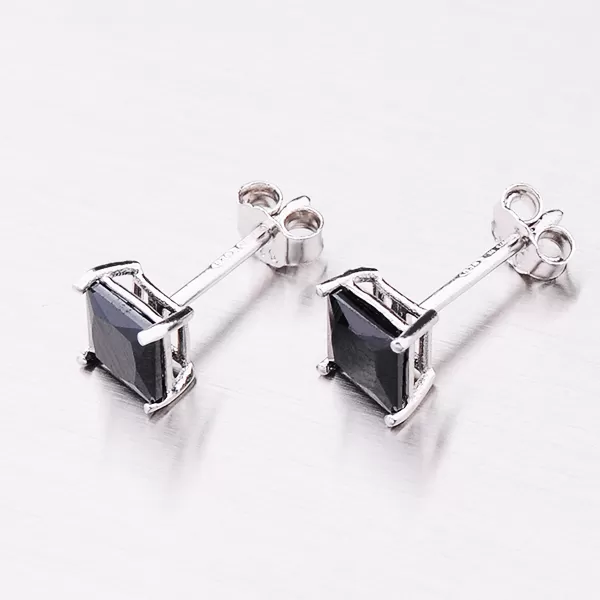 Výrazné strieborné kôstky s čiernym zirkónom E1603700-1905-SLX